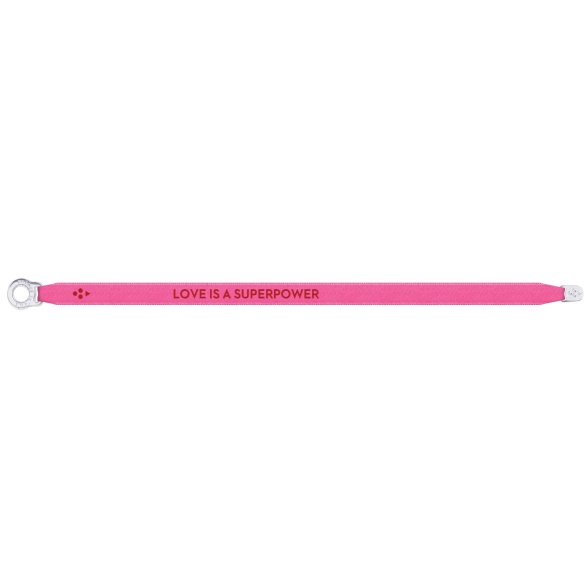  Love Is A Superpower - Satin Bracelet - Neon Pink STTB0149